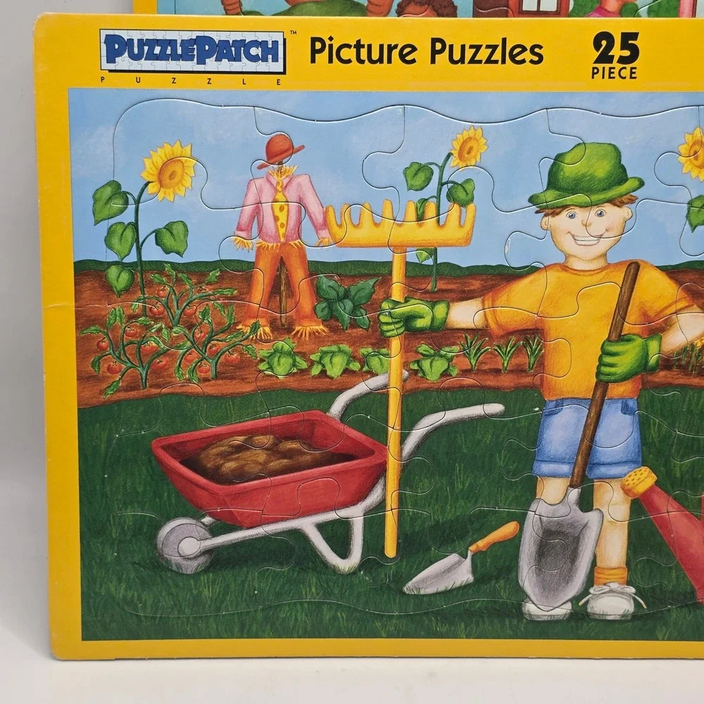 PuzzlePatch Picture Puzzles Kids Multicolor Gardening Chores 1993 Vintage 2 Pack